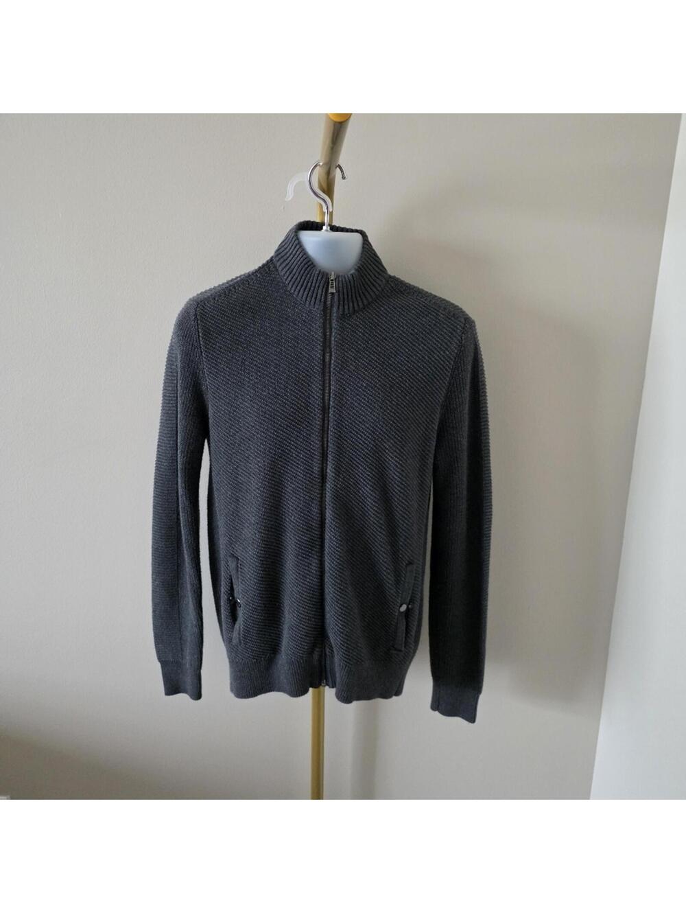Calvin Klein Gray Full Zip Knit Cardigan Sweater Sz Medium